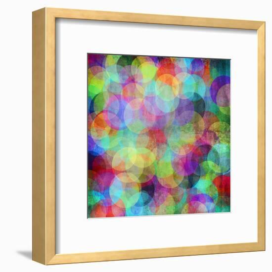 Many Vivid Color Circles on a Grunge Background-Valentina Photos-Framed Art Print