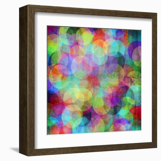 Many Vivid Color Circles on a Grunge Background-Valentina Photos-Framed Art Print