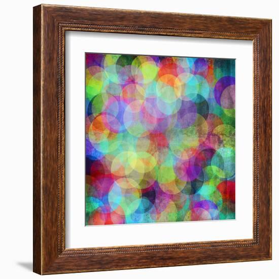 Many Vivid Color Circles on a Grunge Background-Valentina Photos-Framed Art Print