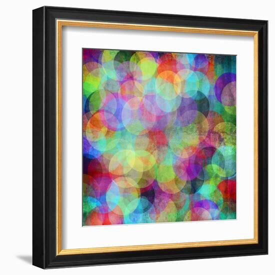 Many Vivid Color Circles on a Grunge Background-Valentina Photos-Framed Art Print