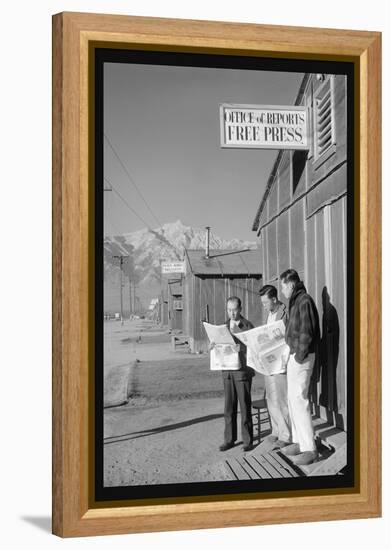 Manzanar Free Press-Ansel Adams-Framed Stretched Canvas