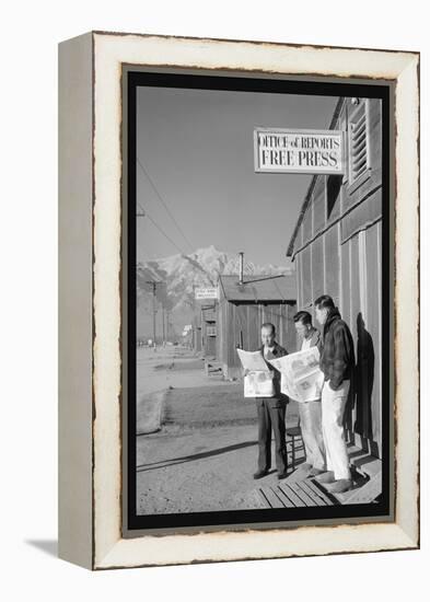 Manzanar Free Press-Ansel Adams-Framed Stretched Canvas