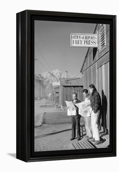 Manzanar Free Press-Ansel Adams-Framed Stretched Canvas