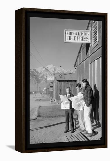 Manzanar Free Press-Ansel Adams-Framed Stretched Canvas