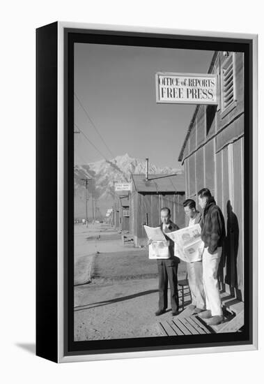 Manzanar Free Press-Ansel Adams-Framed Stretched Canvas