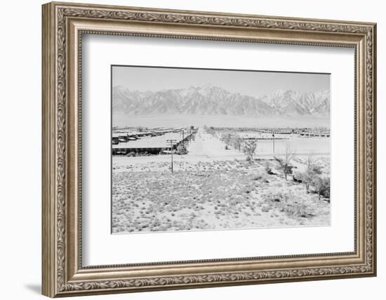 Manzanar Relocation Center from Guard Tower, view west , 1943-Ansel Adams-Framed Photographic Print