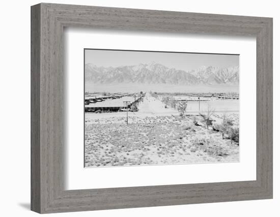 Manzanar Relocation Center from Guard Tower, view west , 1943-Ansel Adams-Framed Photographic Print