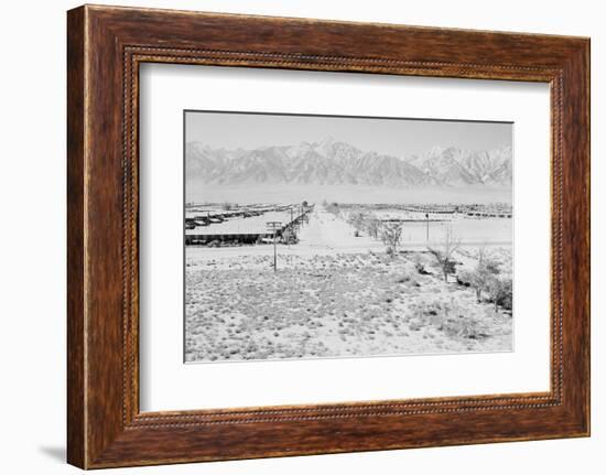 Manzanar Relocation Center from Guard Tower, view west , 1943-Ansel Adams-Framed Photographic Print