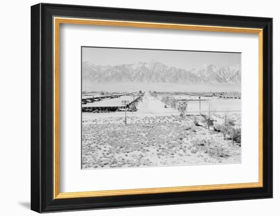 Manzanar Relocation Center from Guard Tower, view west , 1943-Ansel Adams-Framed Photographic Print