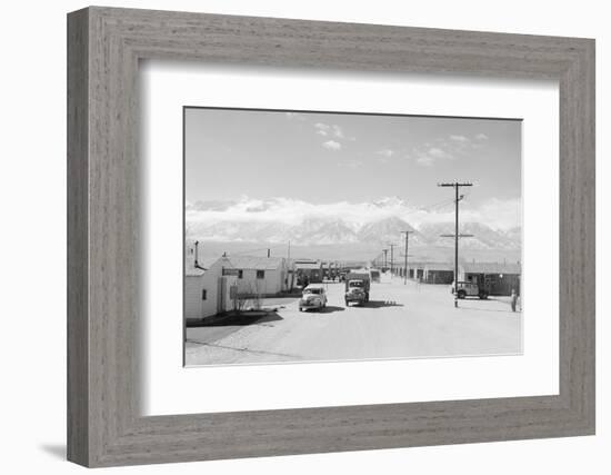 Manzanar street scene, spring, Manzanar Relocation Center, 1943-Ansel Adams-Framed Photographic Print