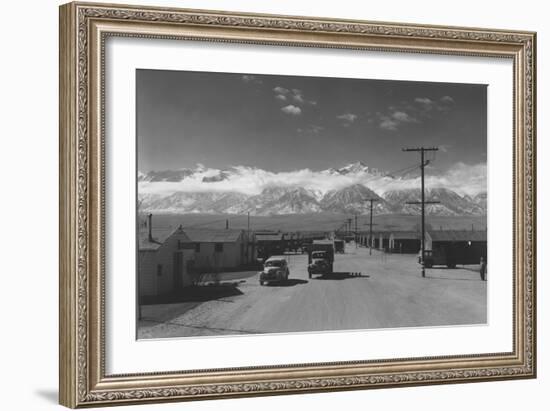 Manzanar Street Scene, Spring-Ansel Adams-Framed Art Print