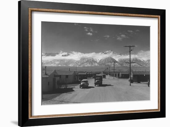 Manzanar Street Scene, Spring-Ansel Adams-Framed Art Print