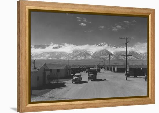 Manzanar Street Scene, Spring-Ansel Adams-Framed Stretched Canvas