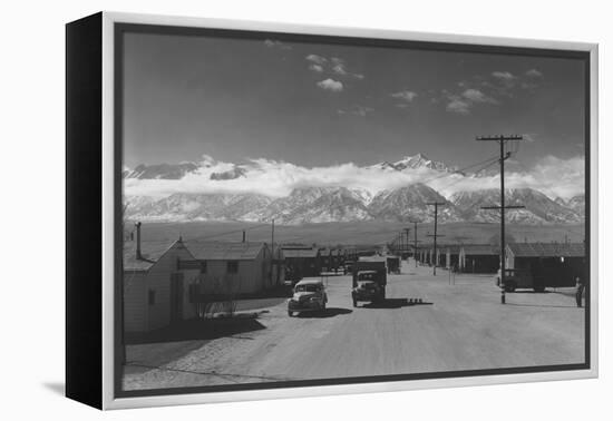 Manzanar Street Scene, Spring-Ansel Adams-Framed Stretched Canvas