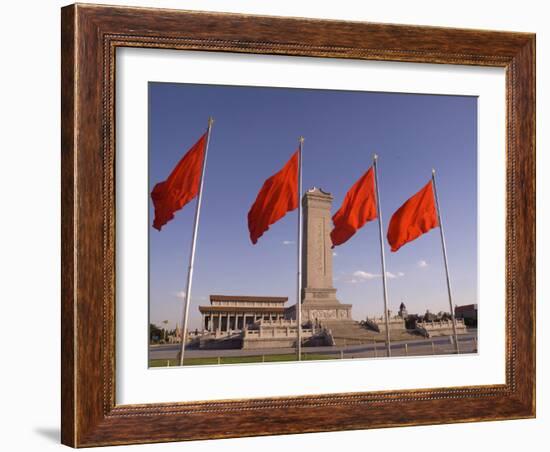 Mao Tse-Tung Memorial and Monument to the People's Heroes, Tiananmen Square, Beijing, China-Adam Tall-Framed Photographic Print