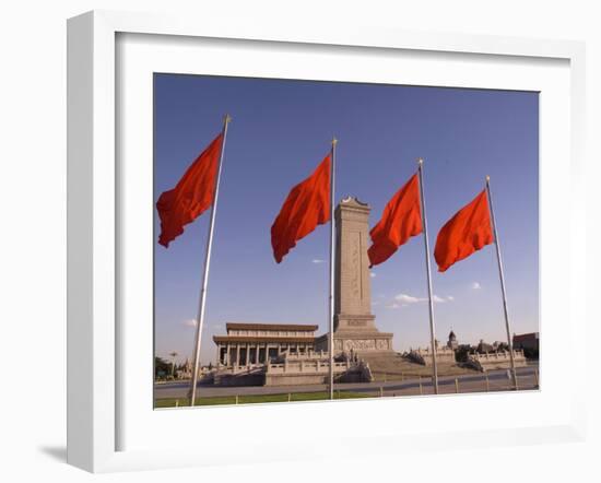 Mao Tse-Tung Memorial and Monument to the People's Heroes, Tiananmen Square, Beijing, China-Adam Tall-Framed Photographic Print