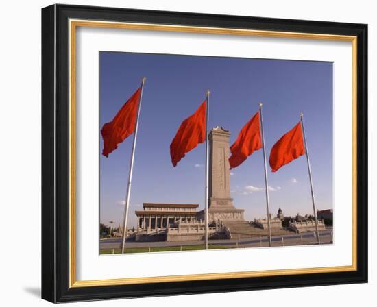 Mao Tse-Tung Memorial and Monument to the People's Heroes, Tiananmen Square, Beijing, China-Adam Tall-Framed Photographic Print