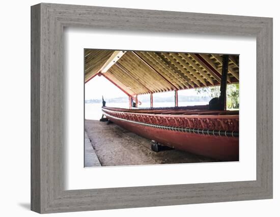 Maori Boat, Waitangi Treaty Grounds, Bay of Islands, Northland Region, North Island-Matthew Williams-Ellis-Framed Photographic Print