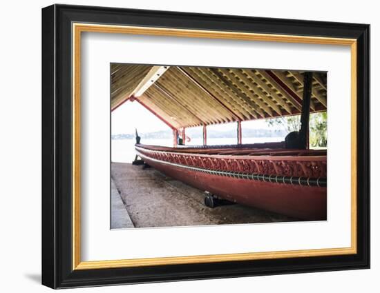 Maori Boat, Waitangi Treaty Grounds, Bay of Islands, Northland Region, North Island-Matthew Williams-Ellis-Framed Photographic Print