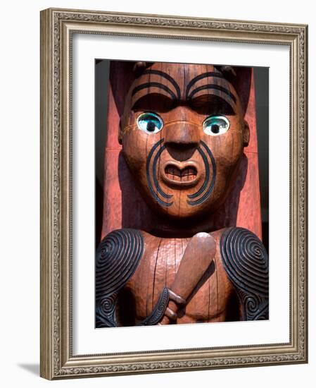 Maori Carving on Arataki Visitors Centre, Waitakere Ranges, Auckland-David Wall-Framed Photographic Print