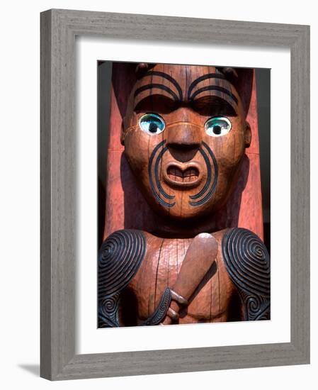 Maori Carving on Arataki Visitors Centre, Waitakere Ranges, Auckland-David Wall-Framed Photographic Print