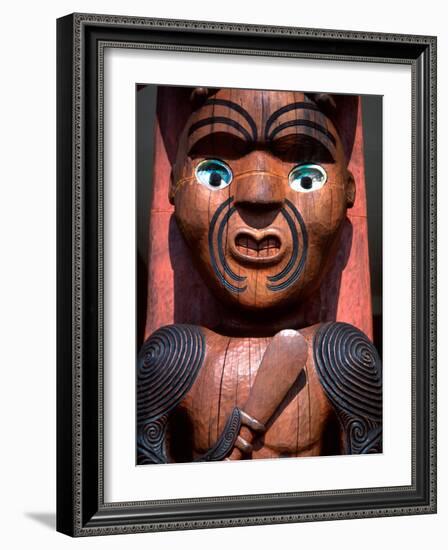 Maori Carving on Arataki Visitors Centre, Waitakere Ranges, Auckland-David Wall-Framed Photographic Print