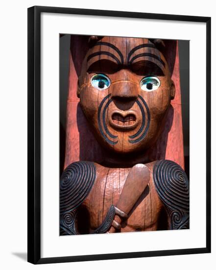 Maori Carving on Arataki Visitors Centre, Waitakere Ranges, Auckland-David Wall-Framed Photographic Print