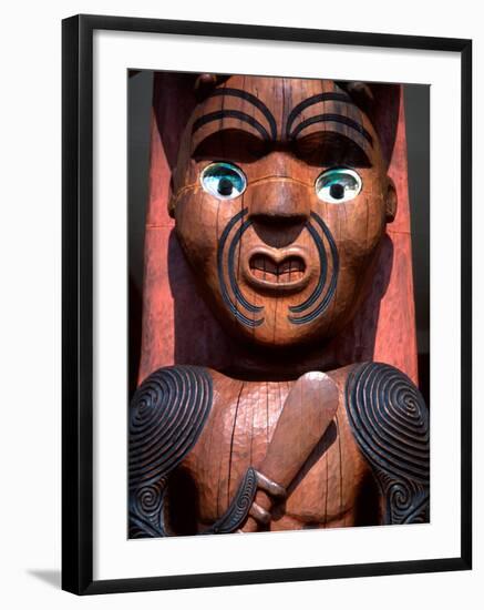 Maori Carving on Arataki Visitors Centre, Waitakere Ranges, Auckland-David Wall-Framed Photographic Print