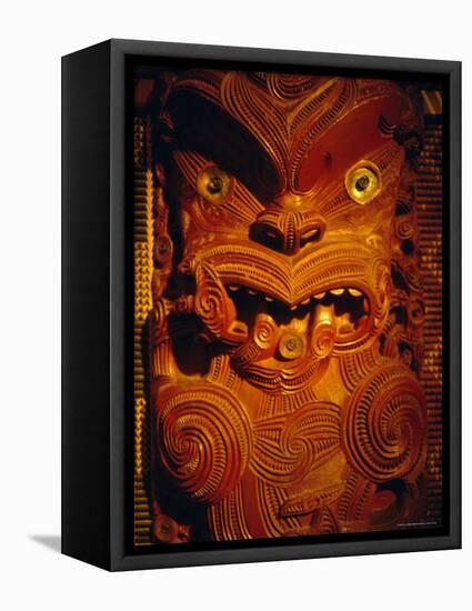 Maori Carving on Meeting House, Auckland Museum, Auckland, North Island, New Zealand, Pacific-Ken Gillham-Framed Premier Image Canvas