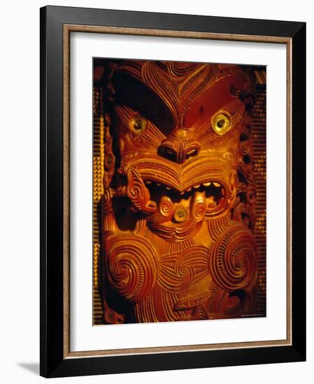 Maori Carving on Meeting House, Auckland Museum, Auckland, North Island, New Zealand, Pacific-Ken Gillham-Framed Photographic Print