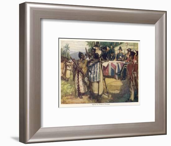 Maori Chiefs Recognise British Sovereignty by Signing the Treaty of Waitangi-A.d. Mccormick-Framed Art Print