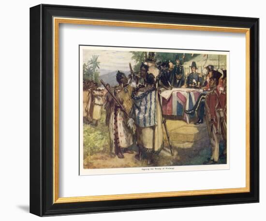 Maori Chiefs Recognise British Sovereignty by Signing the Treaty of Waitangi-A.d. Mccormick-Framed Art Print