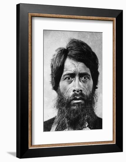 Maori Man with Facial 'te Moko' Tattoo, 1860-G. W. Bishop-Framed Photographic Print