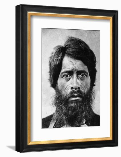 Maori Man with Facial 'te Moko' Tattoo, 1860-G. W. Bishop-Framed Photographic Print