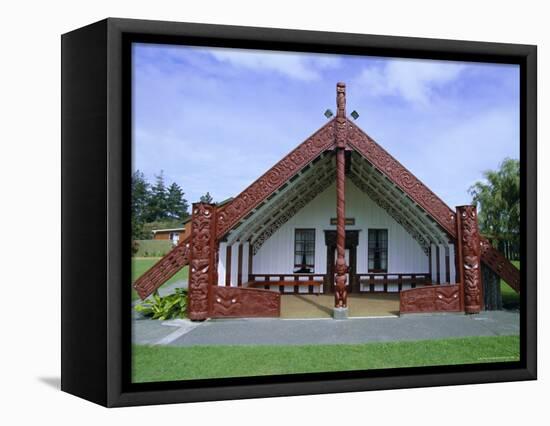 Maori Marae, or Meeting House, at Putiki, North Island, New Zealand-Robert Francis-Framed Premier Image Canvas