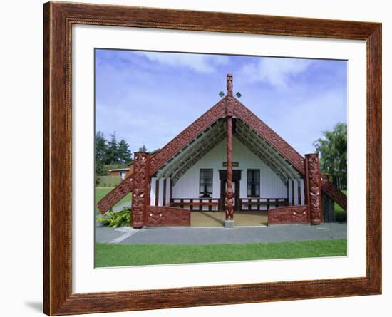 Maori Marae, or Meeting House, at Putiki, North Island, New Zealand-Robert Francis-Framed Photographic Print