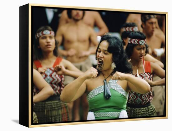 Maori Poi Dancers, Waitangi, North Island, New Zealand-Julia Thorne-Framed Premier Image Canvas
