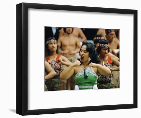 Maori Poi Dancers, Waitangi, North Island, New Zealand-Julia Thorne-Framed Photographic Print