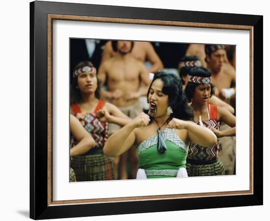 Maori Poi Dancers, Waitangi, North Island, New Zealand-Julia Thorne-Framed Photographic Print