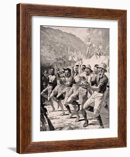 Maori Soldiers Perform a Haka at Gaba Tepe on the Gallipoli Peninsula Turkey 1915, from 'The War…-English School-Framed Giclee Print