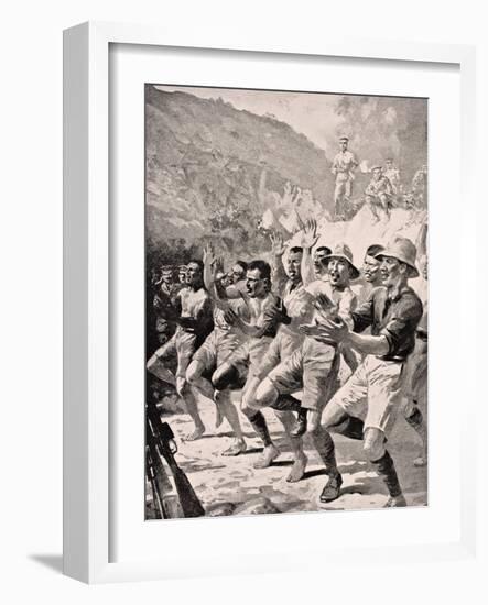 Maori Soldiers Perform a Haka at Gaba Tepe on the Gallipoli Peninsula Turkey 1915, from 'The War…-English School-Framed Giclee Print