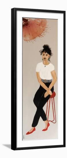 Maori Woman in Black Jeans with Pohutukawa, 2016-Susan Adams-Framed Giclee Print