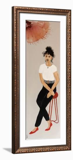 Maori Woman in Black Jeans with Pohutukawa, 2016-Susan Adams-Framed Giclee Print