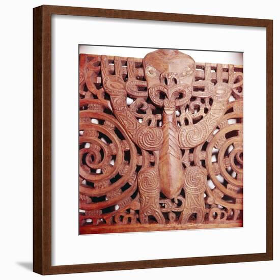 Maori Woodcarving representing panel detail of Ancestor-Unknown-Framed Giclee Print