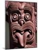 Maori Wooden Carving with Tongue Sticking Out, Rotorua, North Island, New Zealand-D H Webster-Mounted Photographic Print