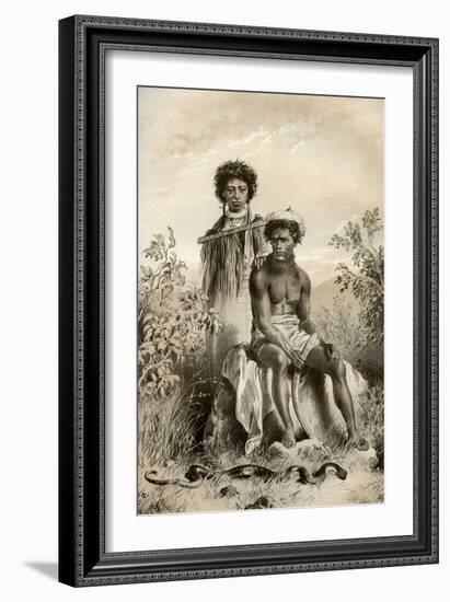 Maoris and Carpet Snake, New Zealand, 1879-McFarlane and Erskine-Framed Giclee Print