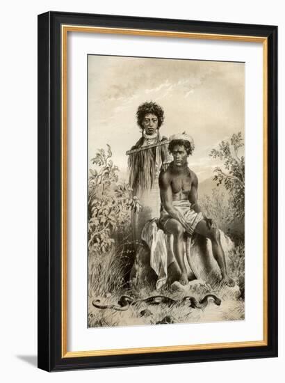 Maoris and Carpet Snake, New Zealand, 1879-McFarlane and Erskine-Framed Giclee Print