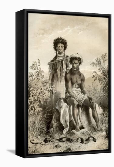 Maoris and Carpet Snake, New Zealand, 1879-McFarlane and Erskine-Framed Premier Image Canvas