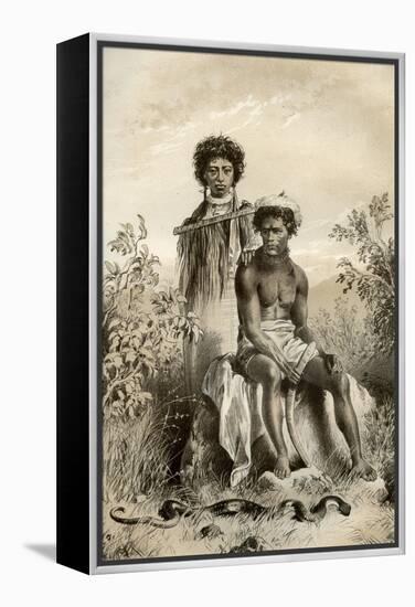 Maoris and Carpet Snake, New Zealand, 1879-McFarlane and Erskine-Framed Premier Image Canvas