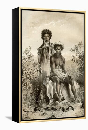 Maoris and Carpet Snake, New Zealand, 1879-McFarlane and Erskine-Framed Premier Image Canvas